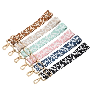 Adjustable Cow Pattern Replacement Bag Strap For Women Wide Polyester Shoulder Crossbody Belt With Metal Clasp DIY Bag Accessory
