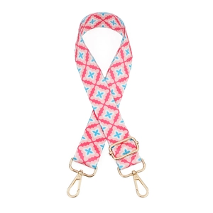 Bandoulière réglable colorée pour sacs avec crochets dorés et motif floral géométrique