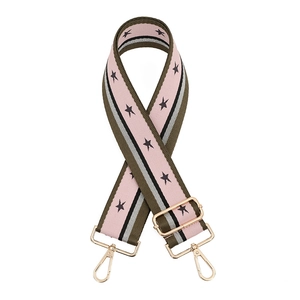 Adjustable woven handbag strap with star pattern and golden lobster clasps for crossbody bags
