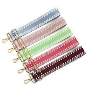 Adjustable Striped Wide Shoulder Strap Replacement For Handbags Crossbody Bag Polyester Woven Bag Strap With Metal Buckle