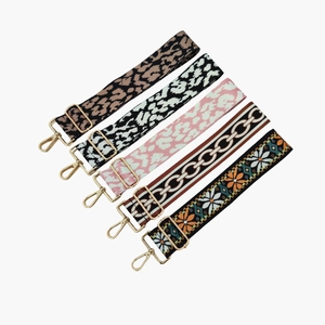 Adjustable replacement bag straps with leopard and floral prints and gold buckles