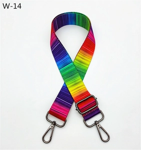 Rainbow adjustable woven shoulder strap with metallic swivel hooks for bags and cameras