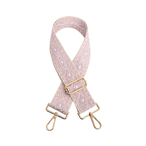 Adjustable geometric pink jacquard replacement strap for bags with gold metal hardware