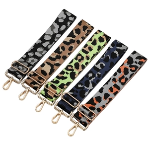 Adjustable leopard print bag straps with gold hardware in five assorted colors