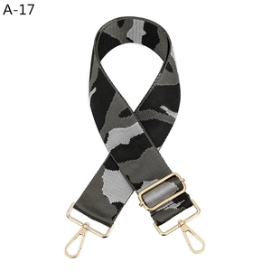 Adjustable camo shoulder strap with golden metal lobster clasps and buckles for handbags