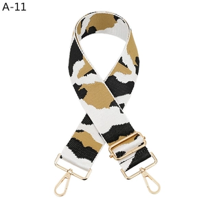 Adjustable leopard print bag strap with golden metal swivel hooks and buckles