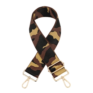Adjustable camouflage pattern replacement shoulder strap with gold metal buckles for handbags
