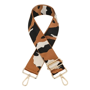 Adjustable leopard print replacement shoulder strap with gold metal buckles for handbags