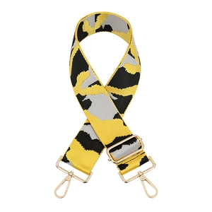 Adjustable camouflage bag strap with gold metal hooks for crossbody and shoulder bags