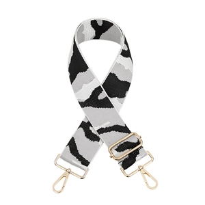 Adjustable wide replacement shoulder strap with camo pattern and gold metal buckles