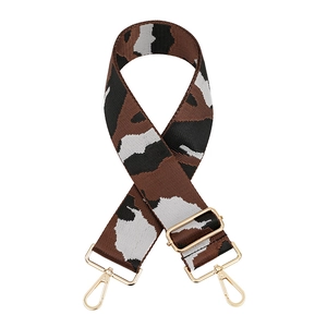Adjustable wide camouflage shoulder strap with gold metal buckles for cross-body bags