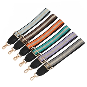 Adjustable Replacement Bag Strap Wide Striped Polyester Shoulder Strap With Gold Buckles For Handbags Crossbody Bags