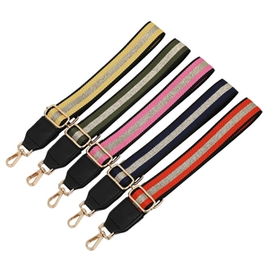 Adjustable PU leather and glitter woven replacement shoulder straps with gold hooks