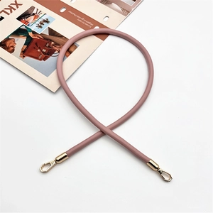 Pale pink PU leather handbag strap with polished gold metal lobster hooks for DIY bags
