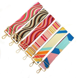 Wide Adjustable Polyester Woven Bag Strap Geometric Pattern Multicolor Replacement Shoulder Strap For Handbags Crossbody Bags