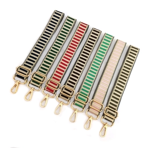 Adjustable woven replacement straps for bags with gold metal hardware in various colors