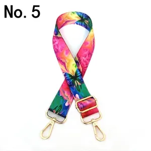 Detail view of Style 5 adjustable colorful butterfly printed strap with gold metal hooks