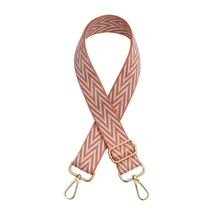 Adjustable wide canvas replacement strap with orange chevron pattern and gold metal hooks