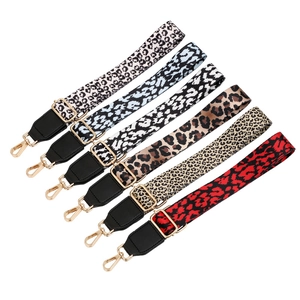 Adjustable leopard print PU leather replacement shoulder strap with gold metal hooks