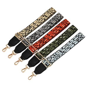 Adjustable leopard print wide shoulder straps for bags with gold-tone metal hooks