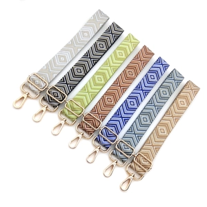 Adjustable geometric diamond pattern guitar straps with golden alloy buckles in multi-colors