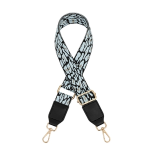 Adjustable leopard print replacement shoulder strap with gold metal hardware for bags