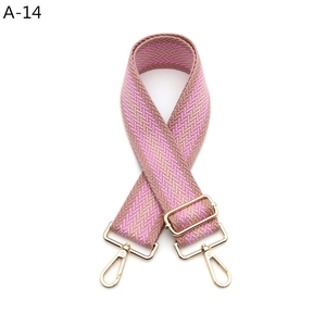 Detail of SKU A-14 adjustable woven bag strap with pink and brown herringbone pattern