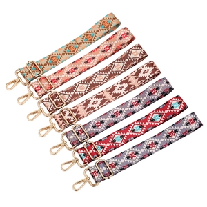 Ethnic Geometric Adjustable Bag Strap Replacement Wide Bohemian Style Shoulder Strap With Alloy Metal Buckles For Women