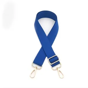 Close-up of Royal Blue 3.8cm thickened adjustable shoulder strap with gold metal buckles