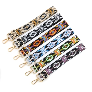 Adjustable Ethnic Jacquard Bag Strap Polyester Metal Buckle Bohemian Geometric Replacement Shoulder Strap For Crossbody Bags