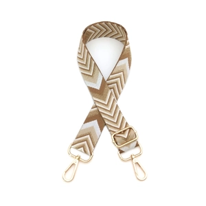 Verstellbarer Schultergurt mit Chevron-Muster und goldenen Karabinern für Taschen