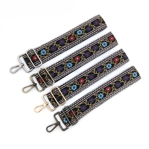 Ethnic Embroidered Bag Strap Adjustable Replacement Shoulder Belt Metal Buckle For Crossbody Bags Women Decorative Purse Strap