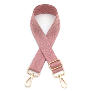 Adjustable mauve diamond weave shoulder strap with gold metal buckles for handbags
