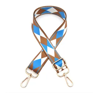 Adjustable Argyle replacement strap with gold metal lobster clasps for shoulder bags