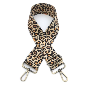 Adjustable leopard print shoulder strap for handbags with vintage bronze swivel hooks