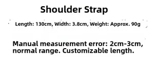 Detail specifications of 130cm adjustable shoulder strap with 3.8cm width measurements