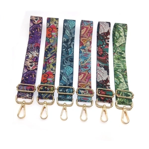 Ethnic Style Printed Adjustable Bag Strap Replacement Wide Polyester Woven Strap For Crossbody Shoulder Bag With Metal Buckle