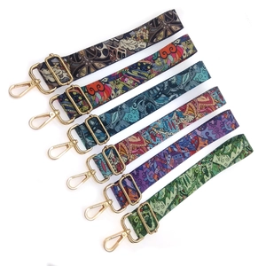 Adjustable bohemian style replacement bag straps with golden metal swivel hooks set of 6