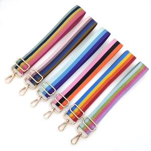 Adjustable Colorful Striped Bag Strap Polyester Woven Replacement Shoulder Strap With Metal Buckles For Women Bag Accessories