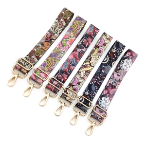 Ethnic style crossbody bag strap set with adjustable colorful geometric patterns