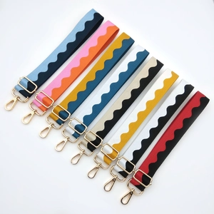 Adjustable colorful wave pattern replacement shoulder straps with gold metal hooks