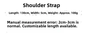 Detailed specifications of 130cm adjustable shoulder strap with length and width dimensions