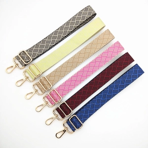 Adjustable woven replacement shoulder straps with geometric patterns in six colors