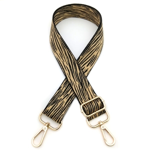 Adjustable woven zebra pattern shoulder strap with gold metal lobster clasps for handbags
