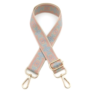 Ethnic style floral guitar strap for crossbody bags with gold metal swivel hooks