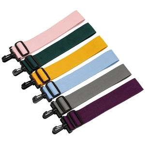 Adjustable woven replacement bag straps in six vibrant colors with durable plastic hooks