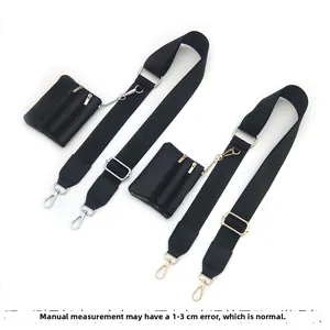 Adjustable nylon shoulder strap set with mini zipper coin pouch and metal hardware