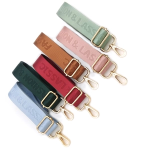 Adjustable nylon shoulder strap for crossbody bags in multiple colors with gold metal hooks