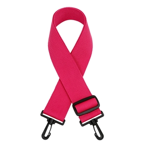 Adjustable rose red canvas shoulder strap with black plastic swivel hooks for handbags