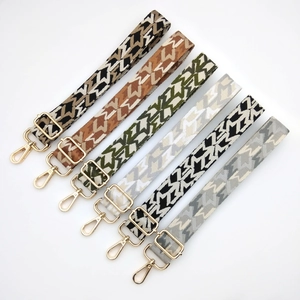 Adjustable jacquard woven crossbody bag straps with golden metal hardware in seven patterns